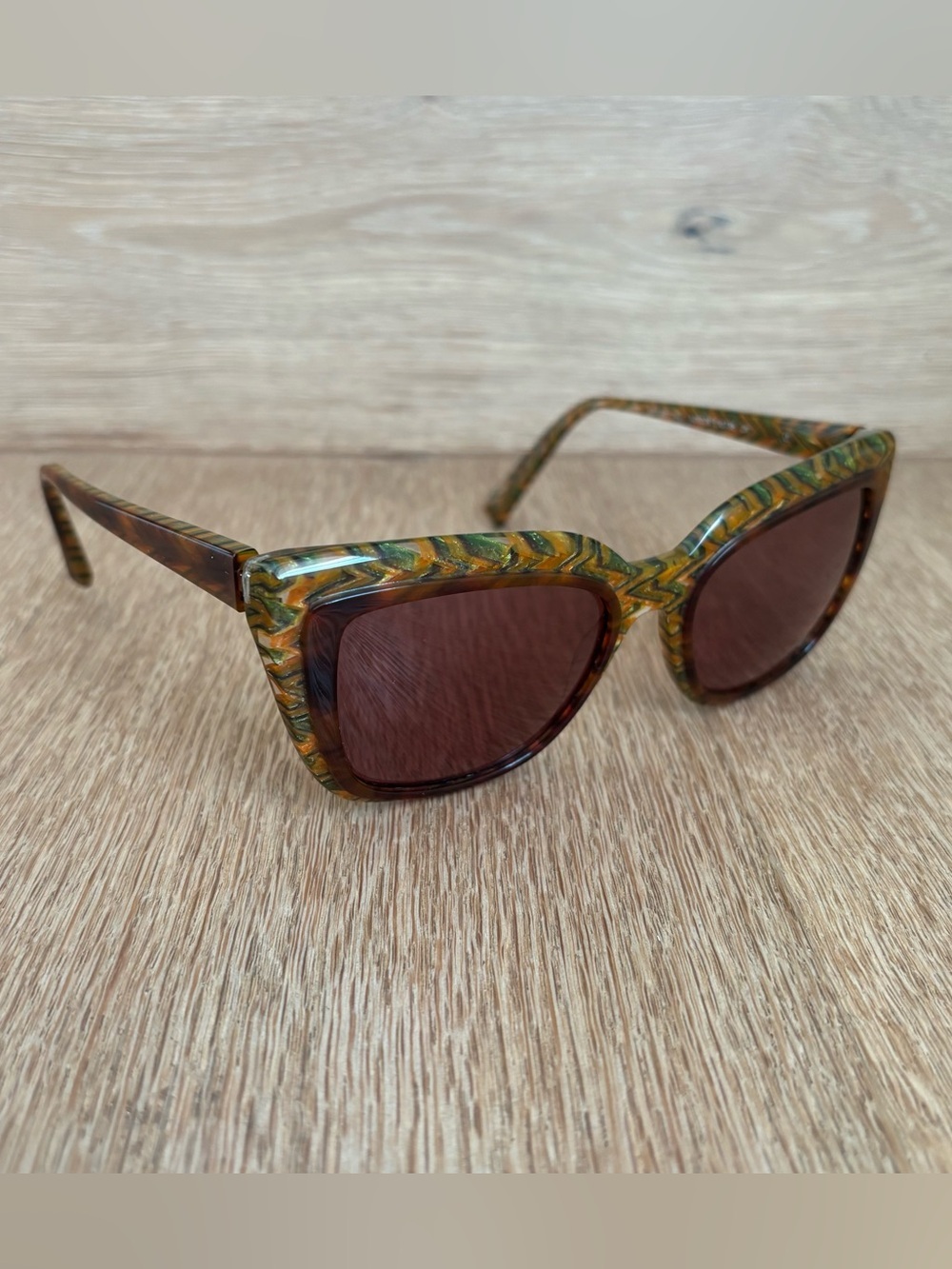 Alain Mikli A05026 Havana Zig Zag Green Brown Bifocal Reading Sunglasses +3 - Picture 2 of 7